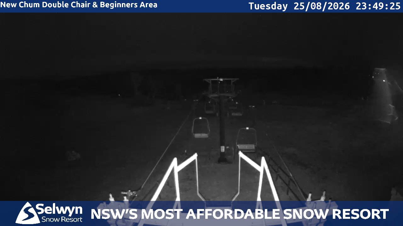 Selwyn Snow Resort Selwyn Live Stream snow cam captured at 25 August 2026 at 11:55 pm AEST