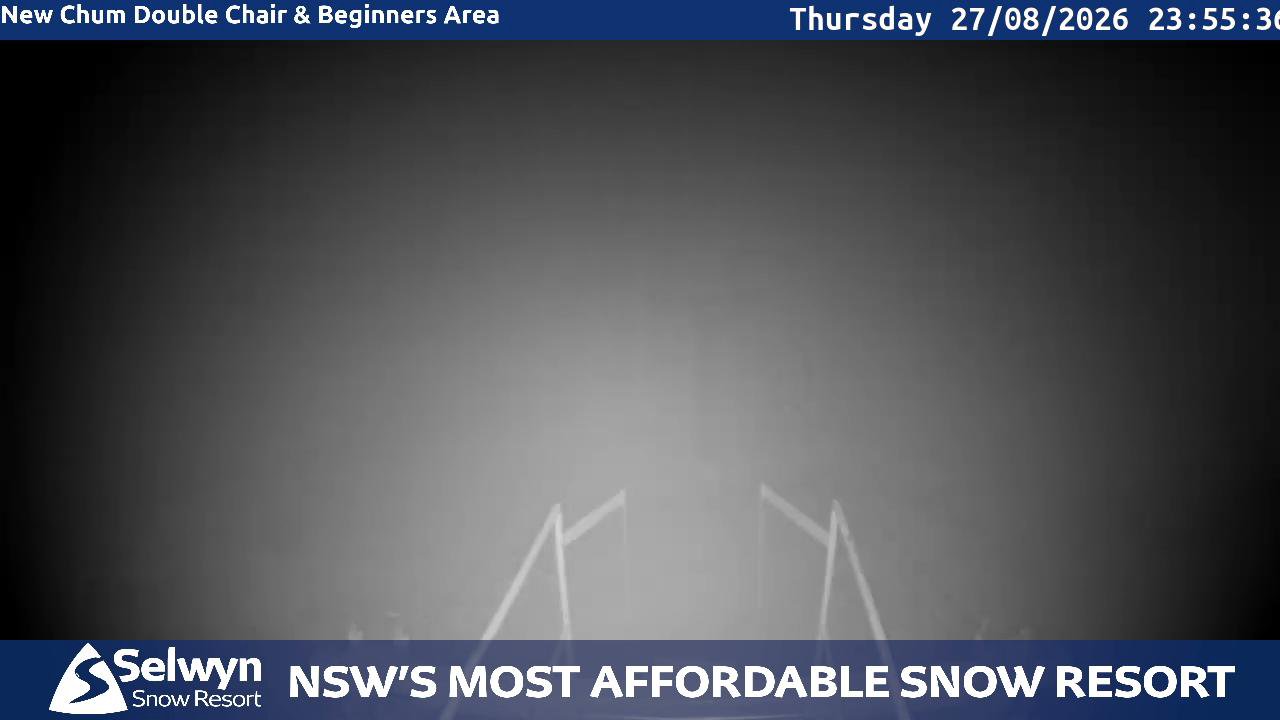 Selwyn Snow Resort Selwyn Live Stream snow cam captured at 27 August 2026 at 11:55 pm AEST