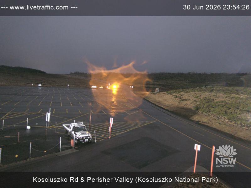 Perisher Perisher Valley Car Park Road snow cam captured at 30 June 2026 at 11:54 pm AEST