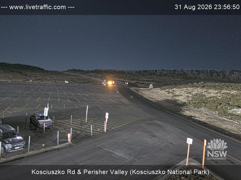 Perisher Perisher Valley Car Park Road snow cam captured at 31 August 2026 at 11:56 pm AEST