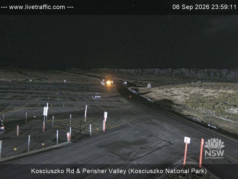 Perisher Perisher Valley Car Park Road snow cam captured at 6 September 2026 at 11:59 pm AEST