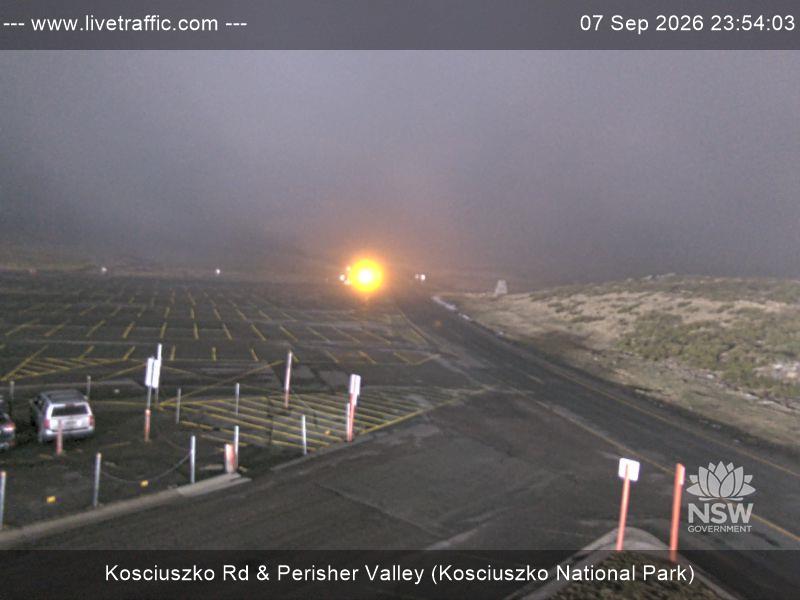 Perisher Perisher Valley Car Park Road snow cam captured at 7 September 2026 at 11:54 pm AEST