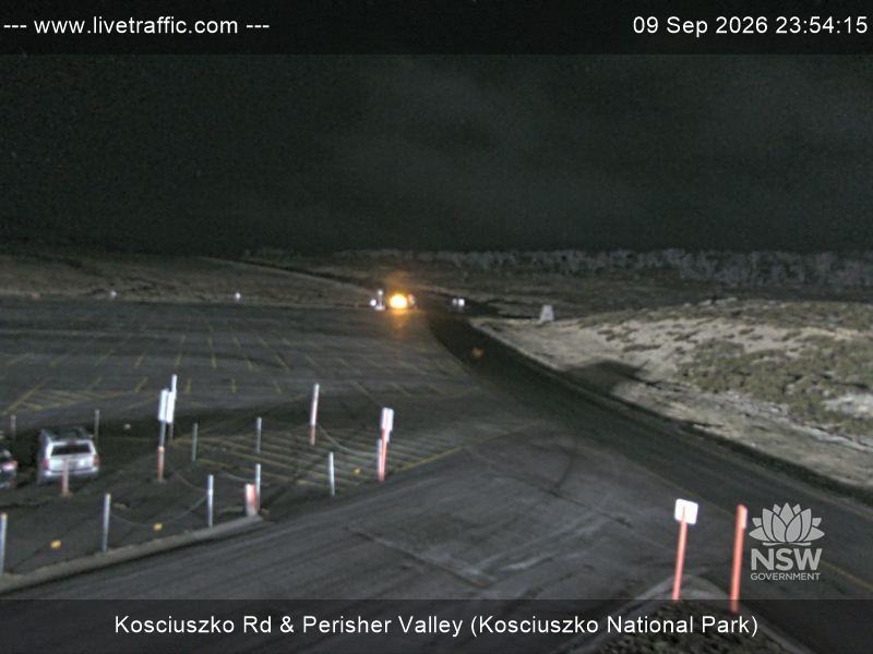 Perisher Perisher Valley Car Park Road snow cam captured at 9 September 2026 at 11:54 pm AEST