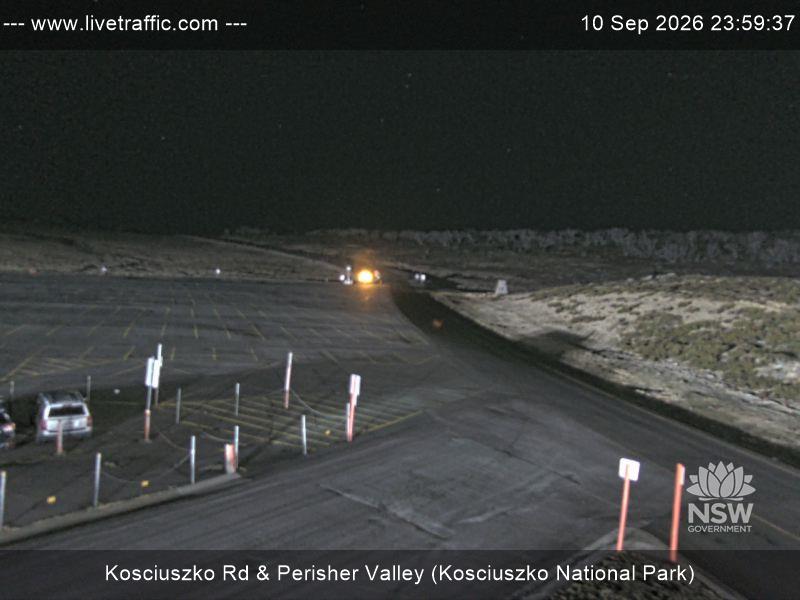 Perisher Perisher Valley Car Park Road snow cam captured at 10 September 2026 at 11:59 pm AEST