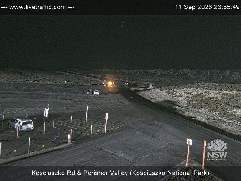 Perisher Perisher Valley Car Park Road snow cam captured at 11 September 2026 at 11:55 pm AEST