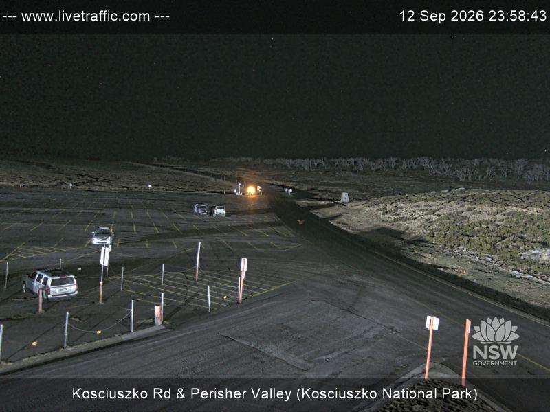 Perisher Perisher Valley Car Park Road snow cam captured at 12 September 2026 at 11:58 pm AEST