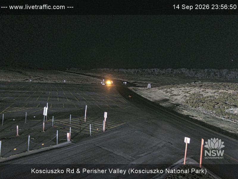 Perisher Perisher Valley Car Park Road snow cam captured at 14 September 2026 at 11:57 pm AEST