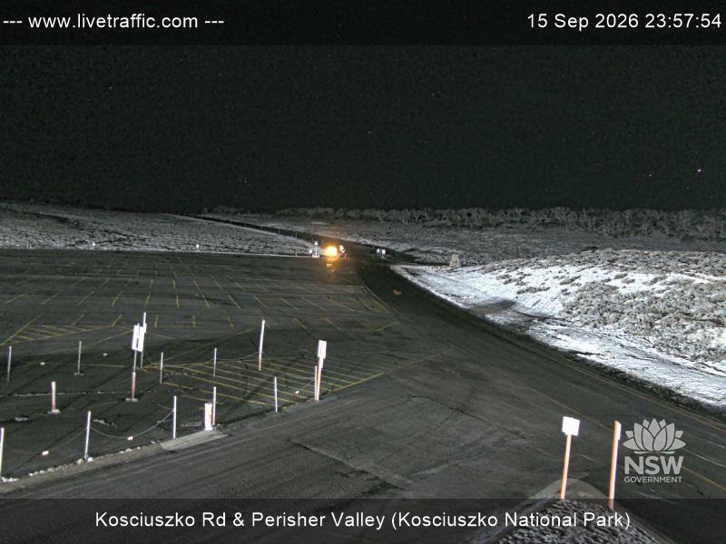 Perisher Perisher Valley Car Park Road snow cam captured at 15 September 2026 at 11:57 pm AEST
