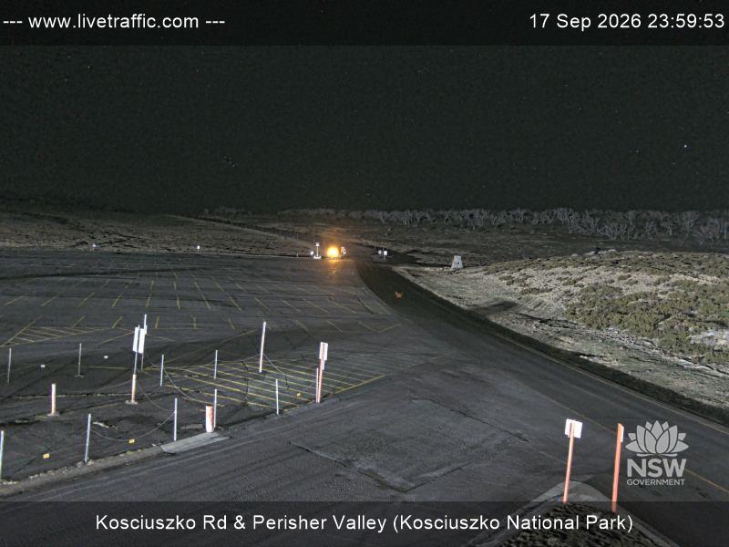 Perisher Perisher Valley Car Park Road snow cam captured at 17 September 2026 at 11:59 pm AEST