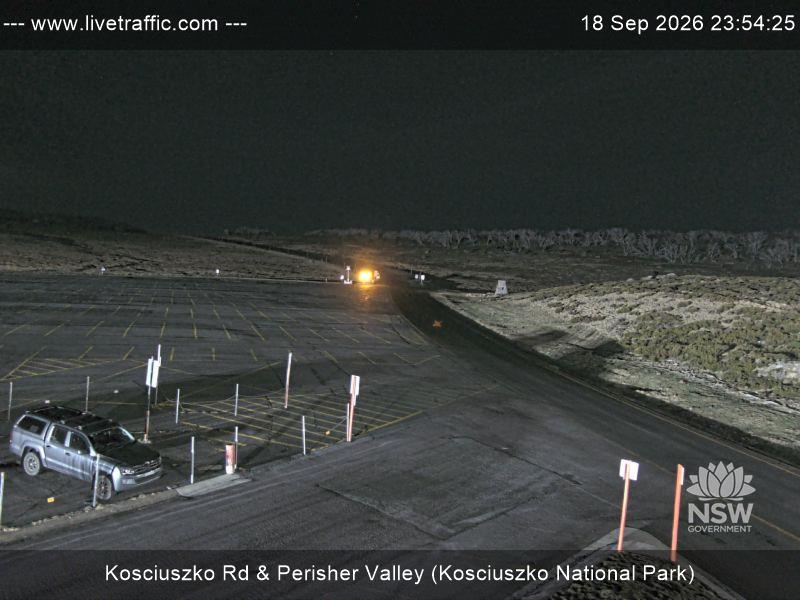 Perisher Perisher Valley Car Park Road snow cam captured at 18 September 2026 at 11:54 pm AEST