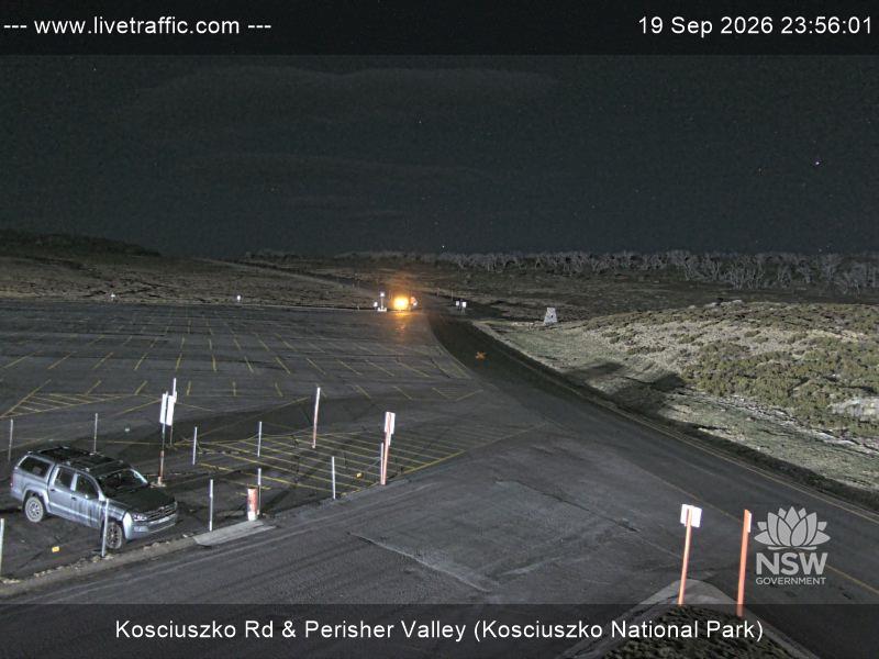 Perisher Perisher Valley Car Park Road snow cam captured at 19 September 2026 at 11:56 pm AEST