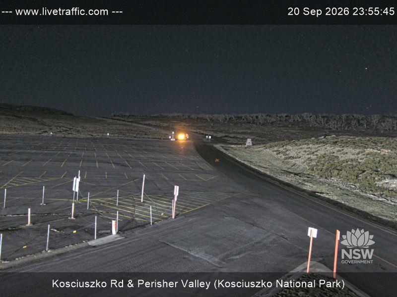 Perisher Perisher Valley Car Park Road snow cam captured at 20 September 2026 at 11:55 pm AEST