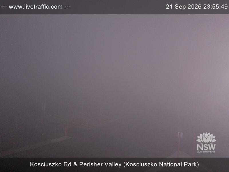 Perisher Perisher Valley Car Park Road snow cam captured at 21 September 2026 at 11:55 pm AEST
