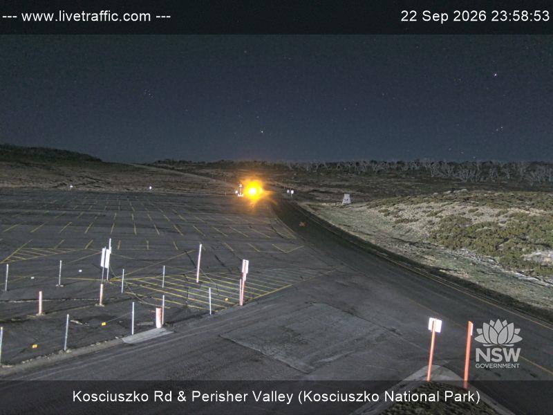 Perisher Perisher Valley Car Park Road snow cam captured at 22 September 2026 at 11:58 pm AEST