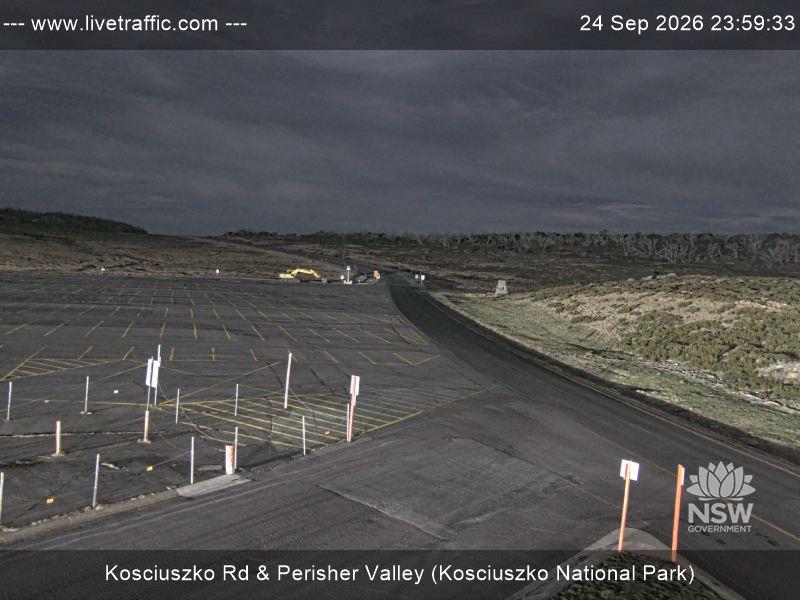 Perisher Perisher Valley Car Park Road snow cam captured at 24 September 2026 at 11:59 pm AEST