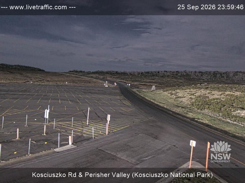 Perisher Perisher Valley Car Park Road snow cam captured at 25 September 2026 at 11:59 pm AEST
