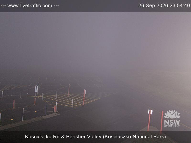 Perisher Perisher Valley Car Park Road snow cam captured at 26 September 2026 at 11:54 pm AEST