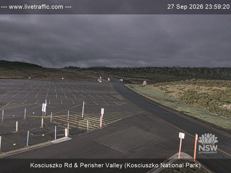 Perisher Perisher Valley Car Park Road snow cam captured at 27 September 2026 at 11:59 pm AEST