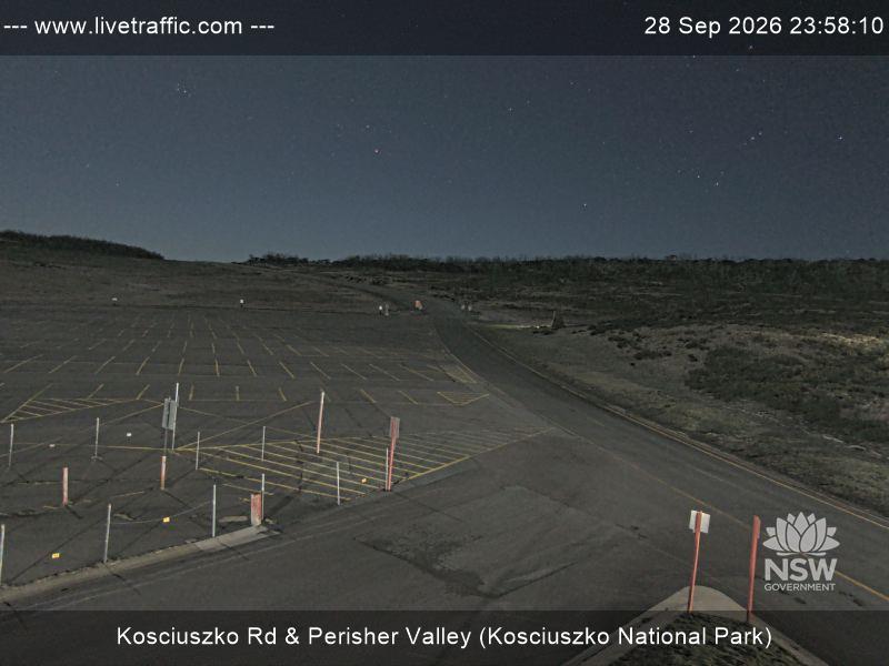 Perisher Perisher Valley Car Park Road snow cam captured at 28 September 2026 at 11:58 pm AEST