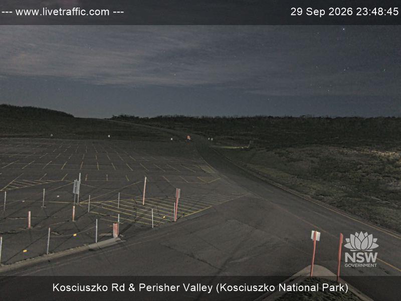Perisher Perisher Valley Car Park Road snow cam captured at 29 September 2026 at 11:48 pm AEST