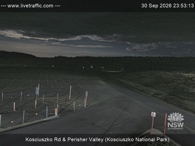 Perisher Perisher Valley Car Park Road snow cam captured at 30 September 2026 at 11:53 pm AEST
