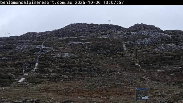 Ben Lomond Summit / Front Valley snow cam captured at 6 October 2026 at 1:08 pm AEDT