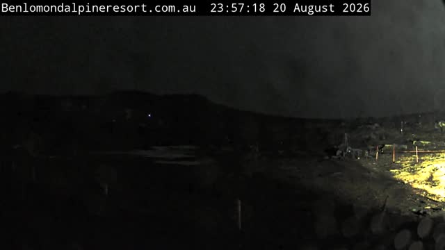 Ben Lomond Toboggan Area / Village Poma snow cam captured at 20 August 2026 at 11:57 pm AEST
