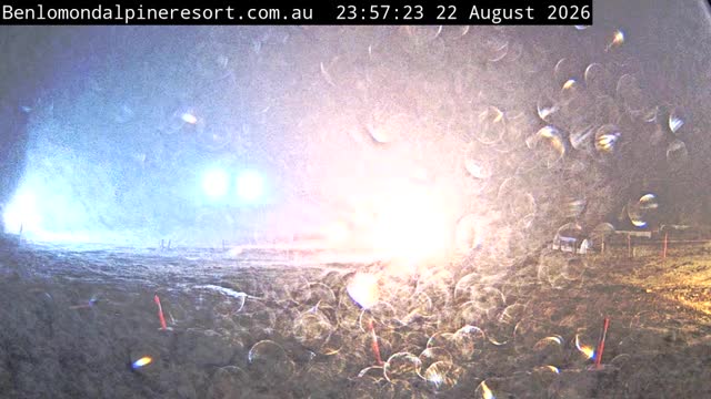 Ben Lomond Toboggan Area / Village Poma snow cam captured at 22 August 2026 at 11:57 pm AEST