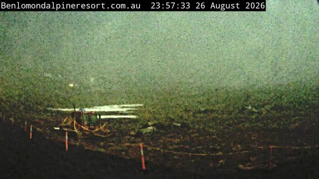 Ben Lomond Toboggan Area / Village Poma snow cam captured at 26 August 2026 at 11:57 pm AEST
