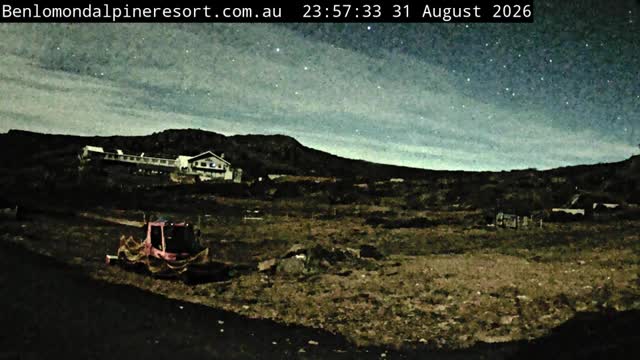 Ben Lomond Toboggan Area / Village Poma snow cam captured at 31 August 2026 at 11:57 pm AEST