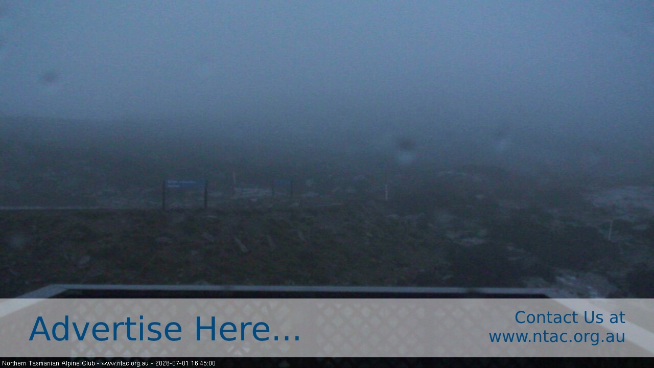 Ben Lomond NTAC Top Slopes snow cam captured at 1 July 2026 at 10:51 pm AEST