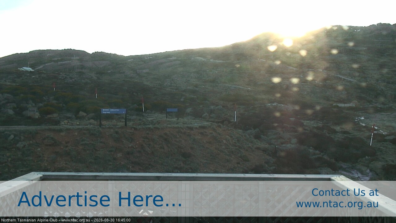 Ben Lomond NTAC Top Slopes snow cam captured at 30 August 2026 at 4:56 pm AEST