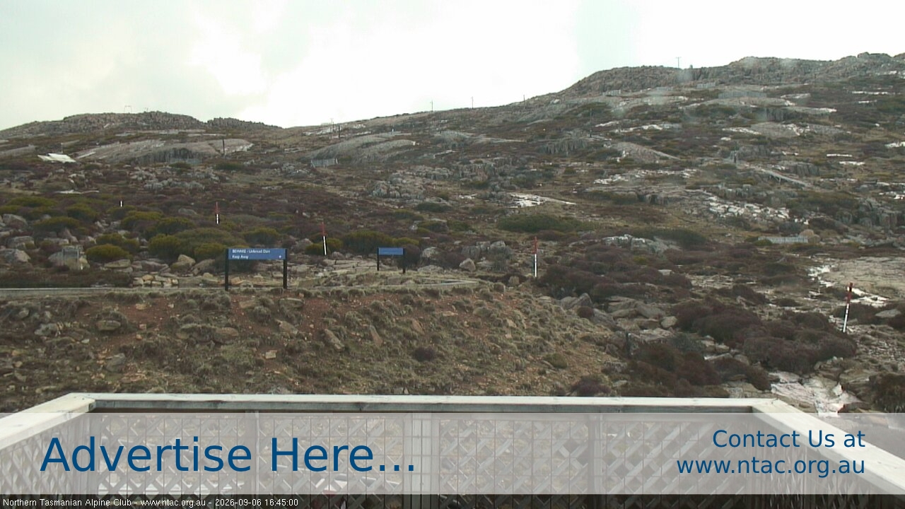 Ben Lomond NTAC Top Slopes snow cam captured at 6 September 2026 at 4:56 pm AEST