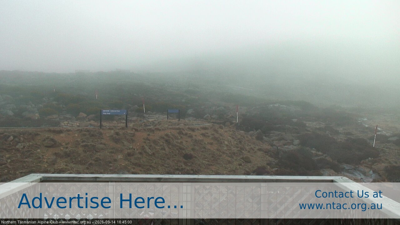 Ben Lomond NTAC Top Slopes snow cam captured at 14 September 2026 at 4:51 pm AEST