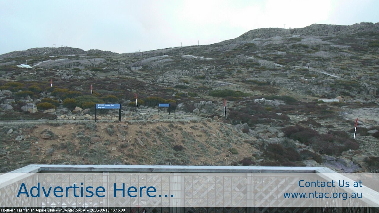 Ben Lomond NTAC Top Slopes snow cam captured at 15 September 2026 at 5:00 pm AEST