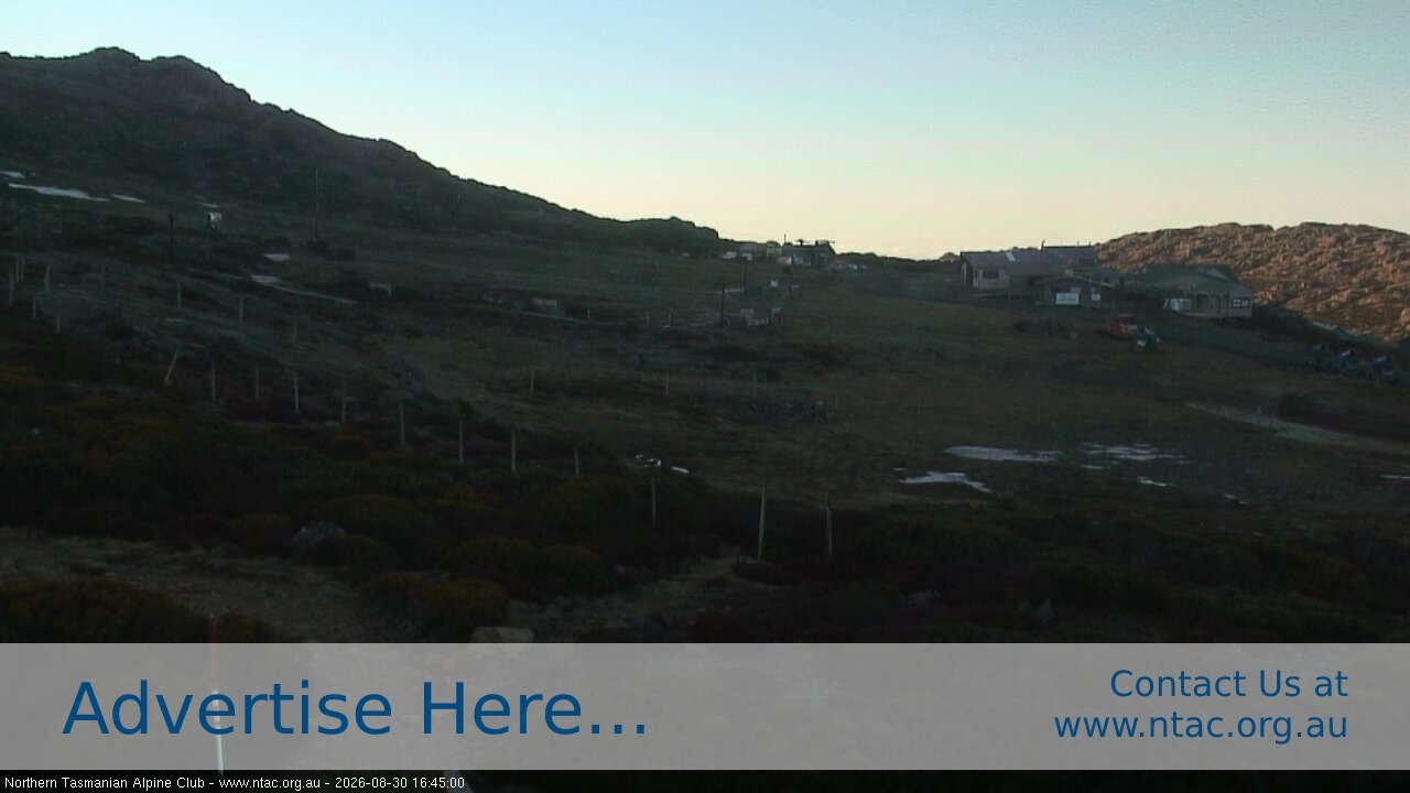 Ben Lomond NTAC Front Slopes snow cam captured at 30 August 2026 at 4:56 pm AEST
