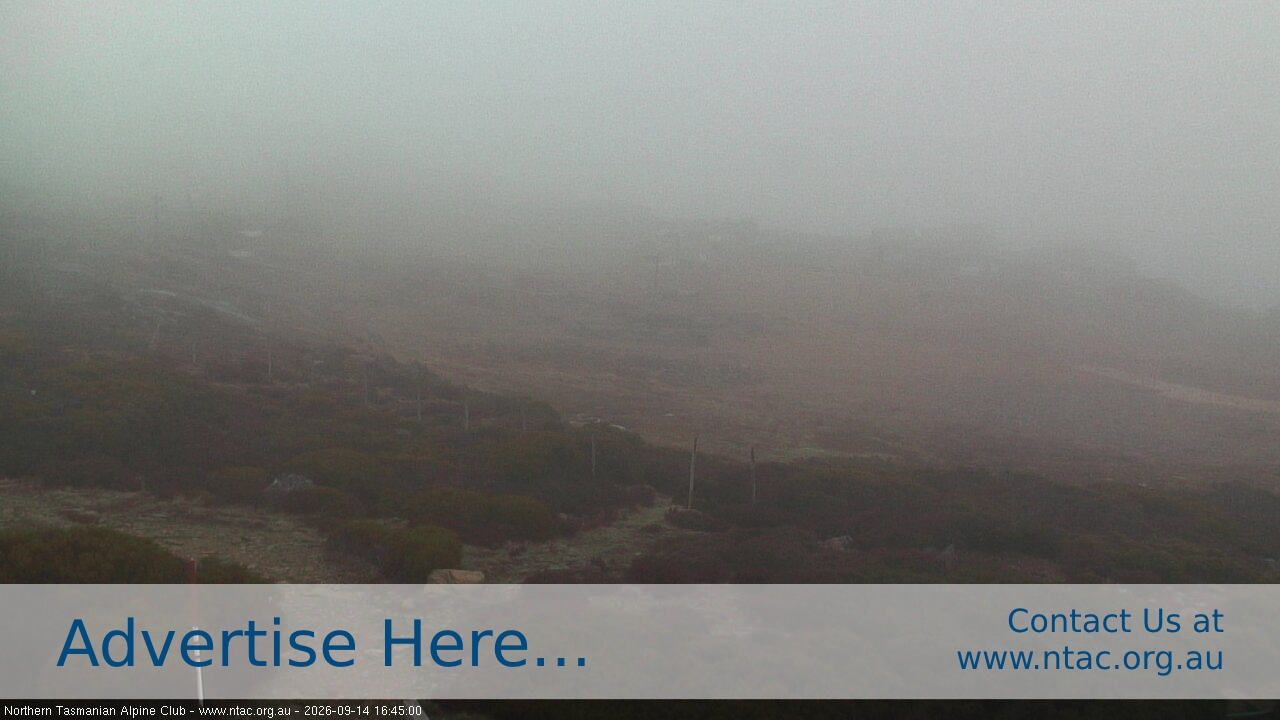 Ben Lomond NTAC Front Slopes snow cam captured at 14 September 2026 at 4:55 pm AEST