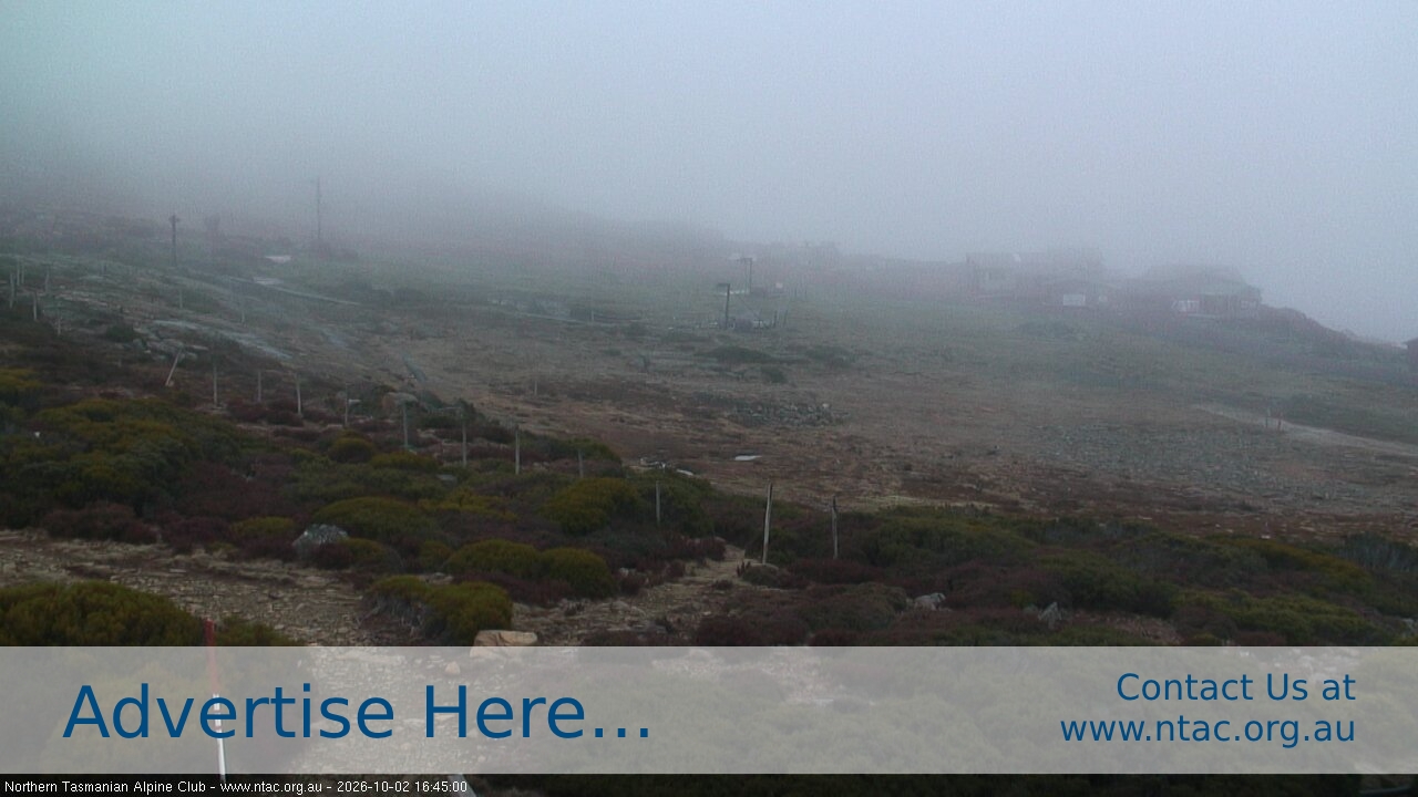 Ben Lomond NTAC Front Slopes snow cam captured at 2 October 2026 at 4:54 pm AEST