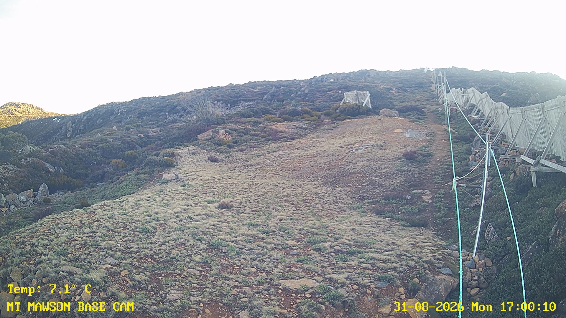 Mt Mawson Base Cam #1 snow cam captured at 31 August 2026 at 5:15 pm AEST