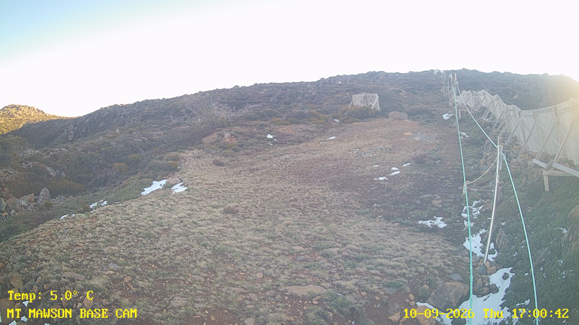 Mt Mawson Base Cam #1 snow cam captured at 10 September 2026 at 5:11 pm AEST