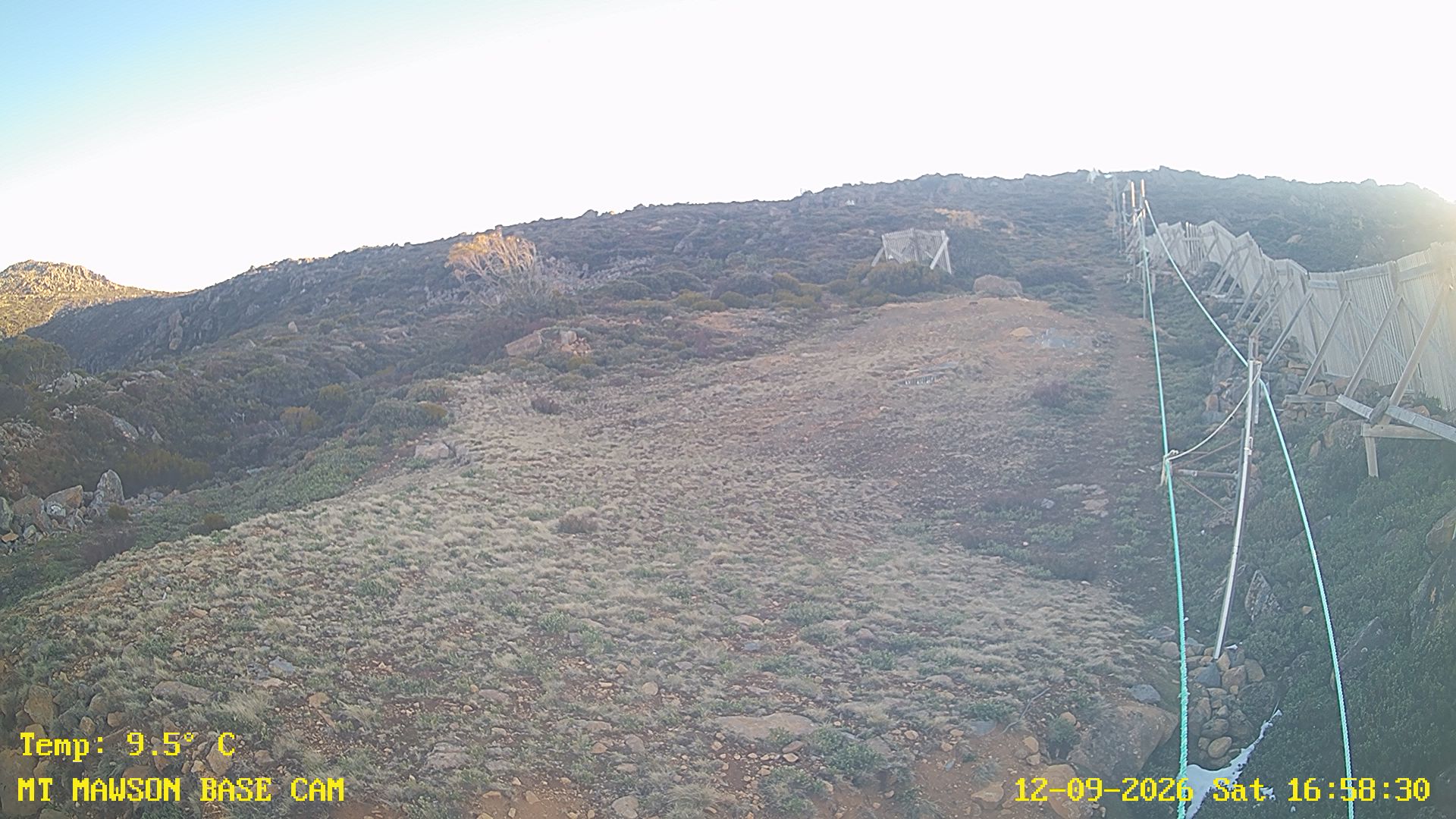 Mt Mawson Base Cam #1 snow cam captured at 12 September 2026 at 5:07 pm AEST
