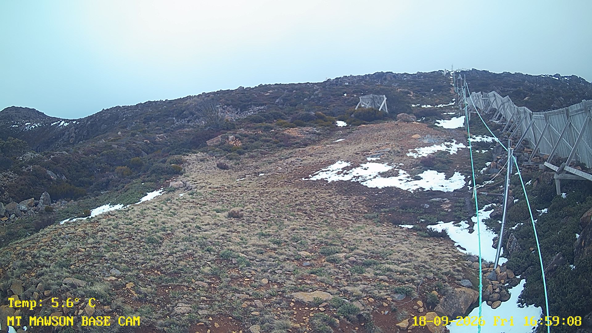 Mt Mawson Base Cam #1 snow cam captured at 18 September 2026 at 5:03 pm AEST