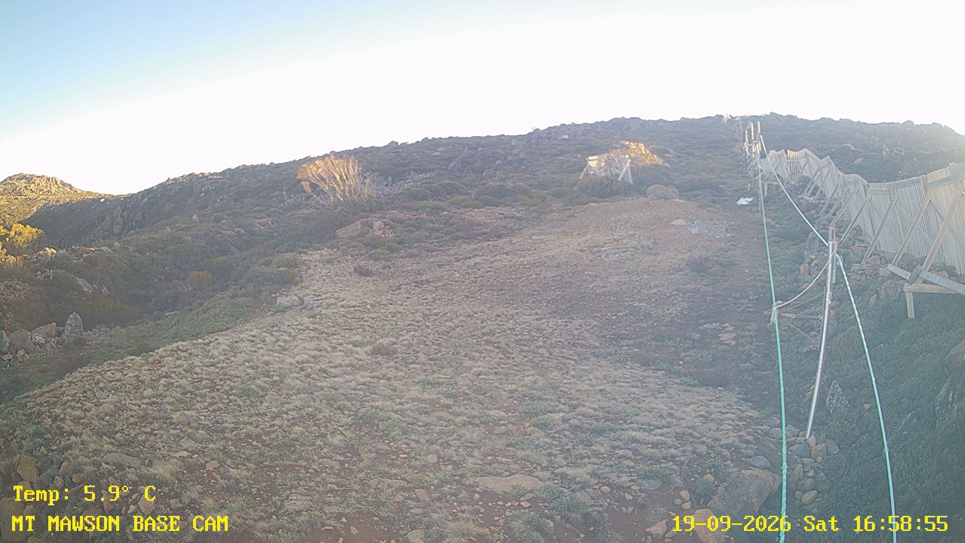 Mt Mawson Base Cam #1 snow cam captured at 19 September 2026 at 5:03 pm AEST
