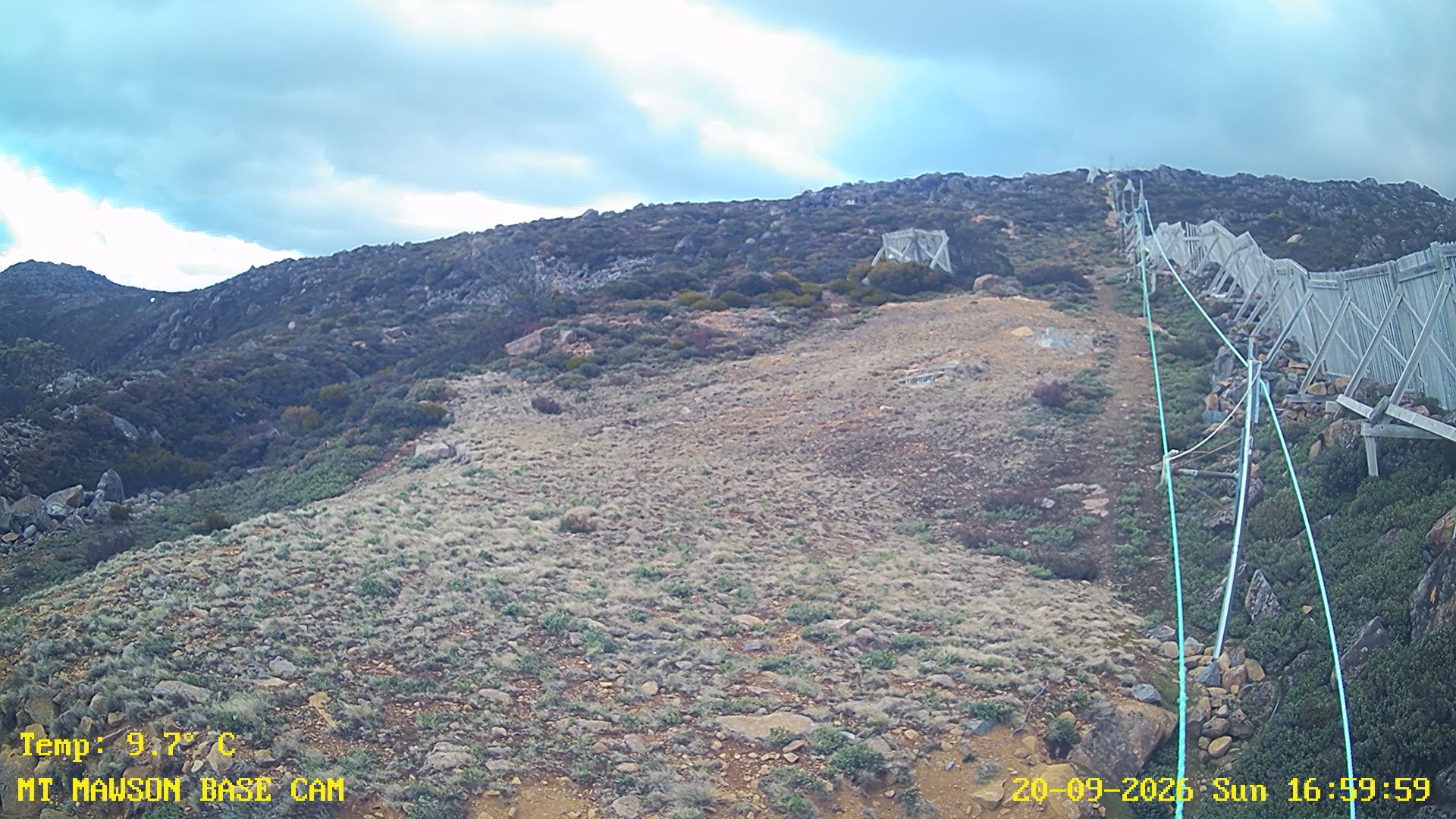 Mt Mawson Base Cam #1 snow cam captured at 20 September 2026 at 5:08 pm AEST