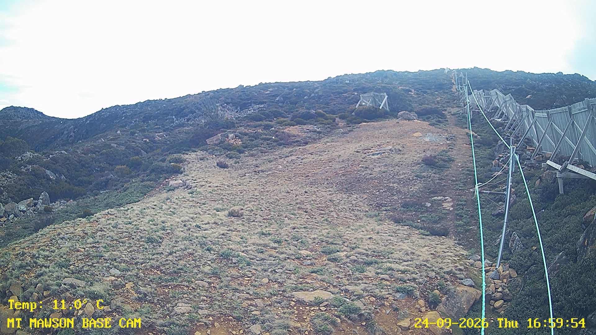 Mt Mawson Base Cam #1 snow cam captured at 24 September 2026 at 5:13 pm AEST