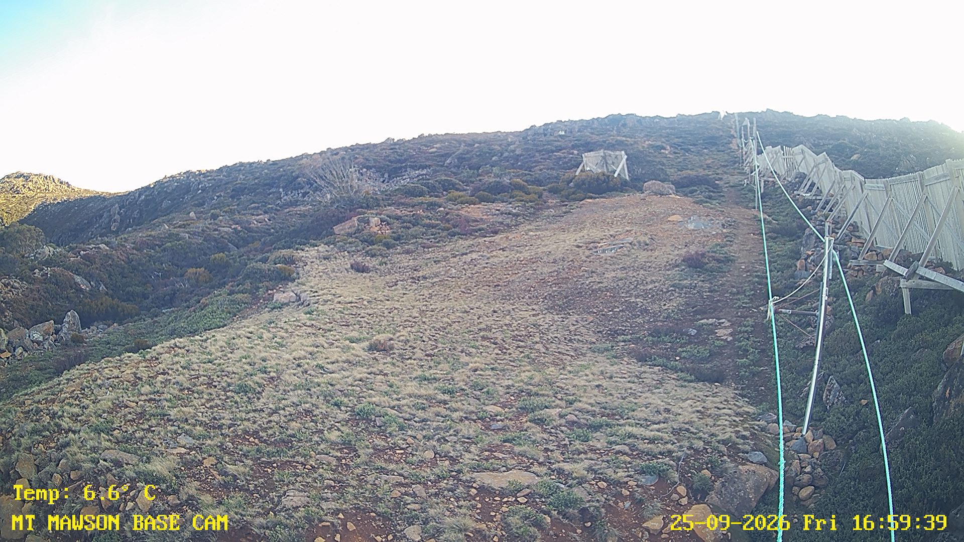Mt Mawson Base Cam #1 snow cam captured at 25 September 2026 at 5:13 pm AEST