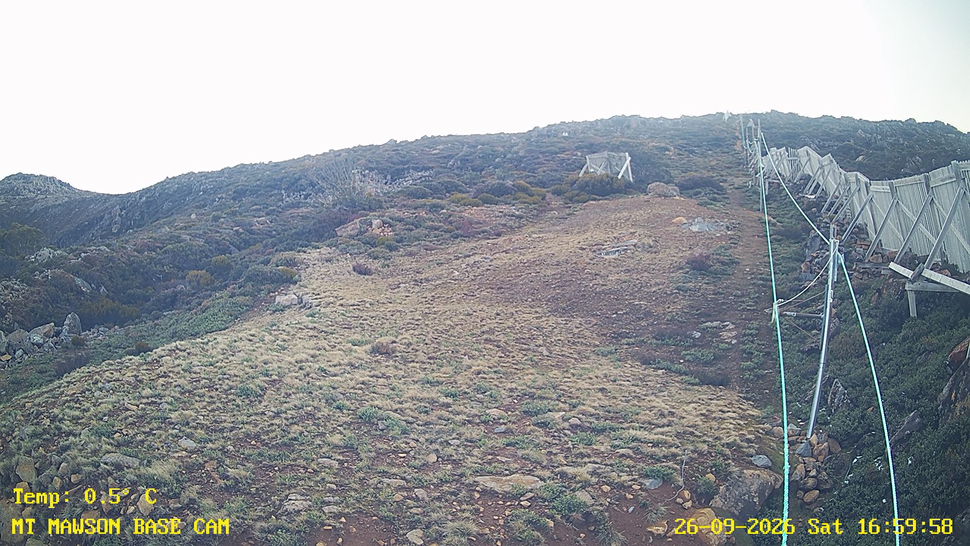 Mt Mawson Base Cam #1 snow cam captured at 26 September 2026 at 5:13 pm AEST