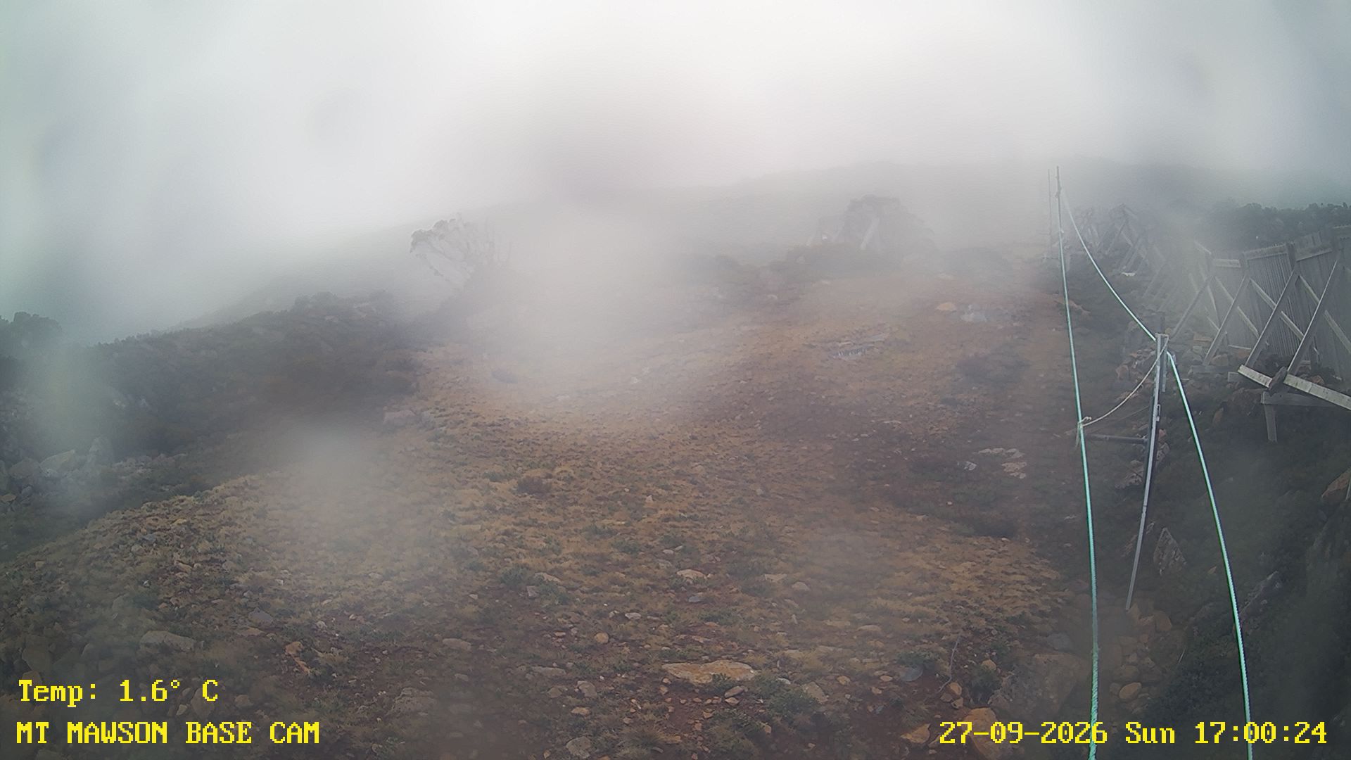 Mt Mawson Base Cam #1 snow cam captured at 27 September 2026 at 6:20 pm AEST