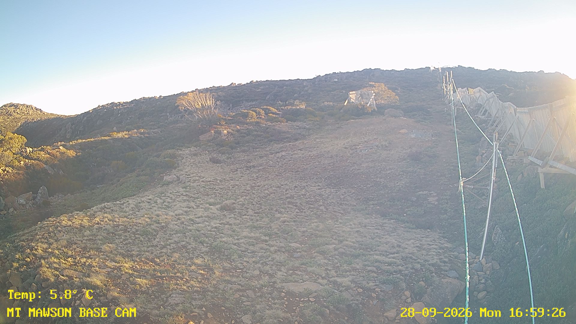 Mt Mawson Base Cam #1 snow cam captured at 28 September 2026 at 4:59 pm AEST