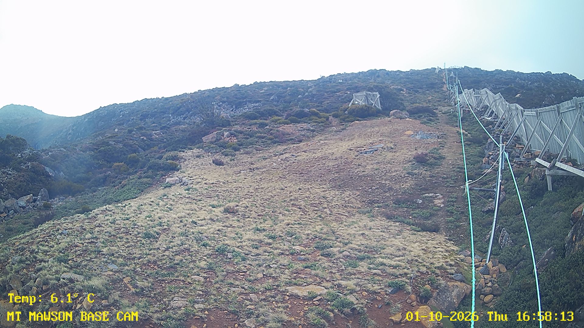 Mt Mawson Base Cam #1 snow cam captured at 1 October 2026 at 5:06 pm AEST